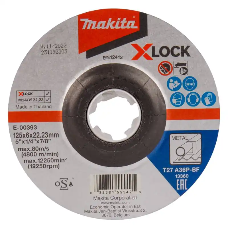 Zolang de voorraad strekt | Makita E-00393 Afbraamschijf X-LOCK 125x22,23x6,0mm staal