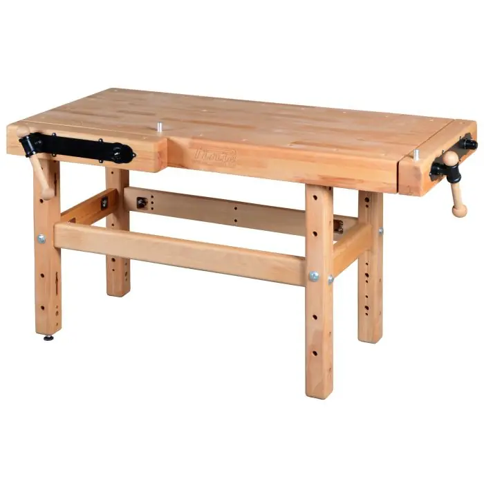 Nu beschikbaar | Pinie - Houten Werkbank PROFI II met 19 mm opspangaten - 1650 x 790 mm