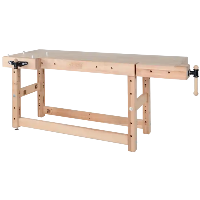 Nog enkele stuks | Pinie - Houten Werkbank ProfiPlus I met 19 mm opspangaten - 2150 x 790 mm