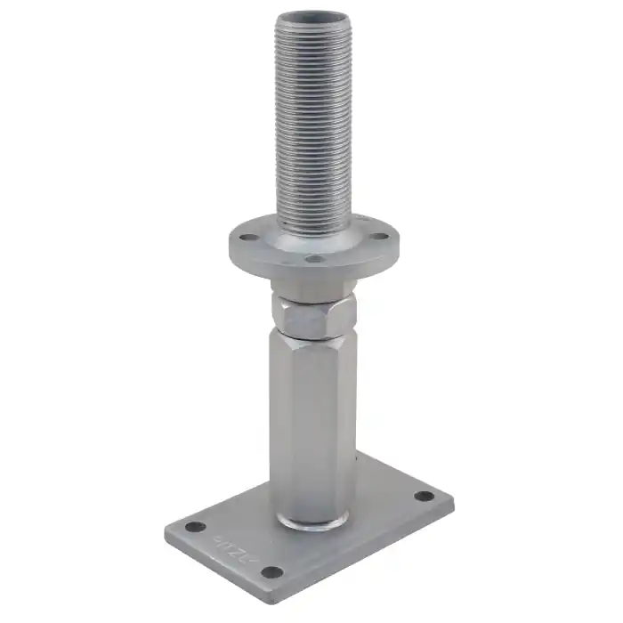 Direct van de fabrikant | Pitzl verstelbare paaldragers - M30 - lengte 195-285mm met onderplaat 160x100x10en bovenplaat Ø100x10 mm - dorn ØM44x130 mm