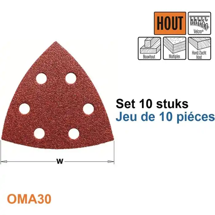 Zolang de voorraad strekt | CMT - Schuurpapier met velcro systeem korrel 60 - W=93mm - Hout ,Velcro® - Grit 60 - 10 stuks