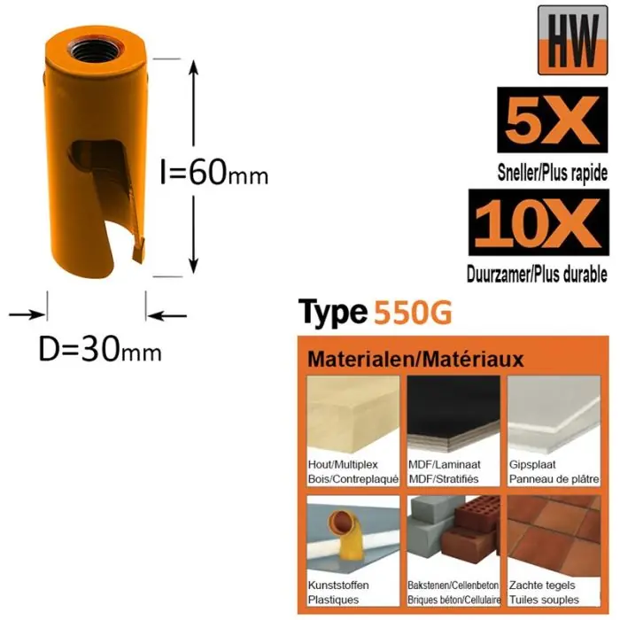 Actie loopt bijna af | CMT - Gatzaag - Hardmetaal D=30mm - GRN - D=30mm I=60mm