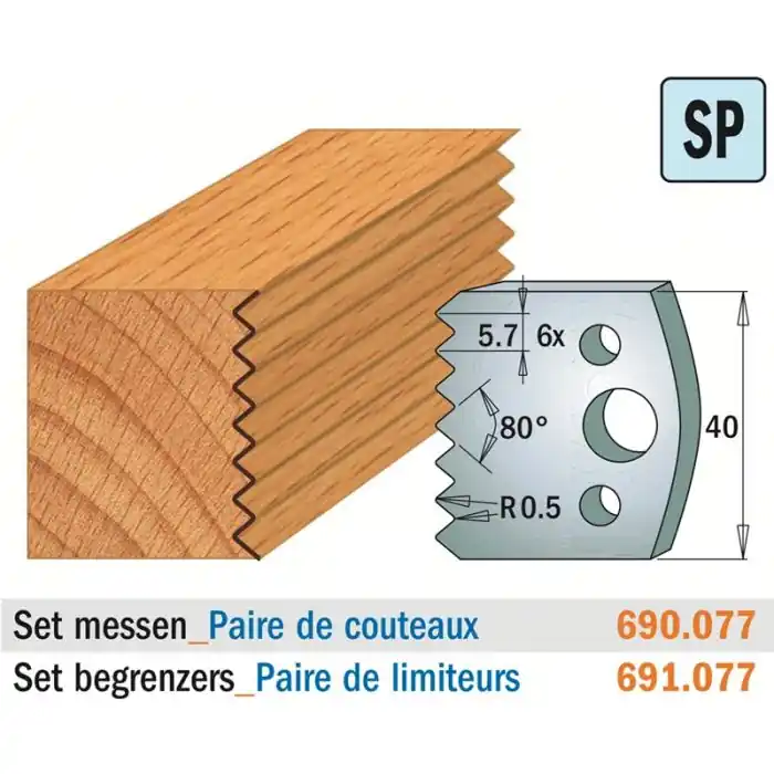 Zolang de voorraad strekt - CMT - Profielmessen voor profielfreeskop - I=40x4mm - Snelstaal - Profielmes 2 stuks - 690.077