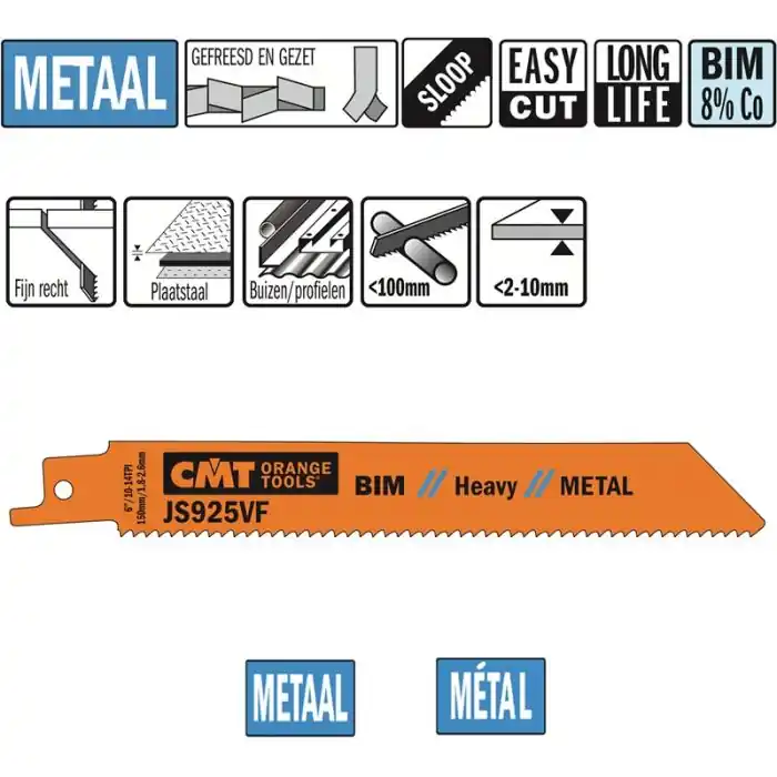 Aanbieding - CMT - Reciprozaagblad Bi-metaal 150mm x 1,25 x 10-14