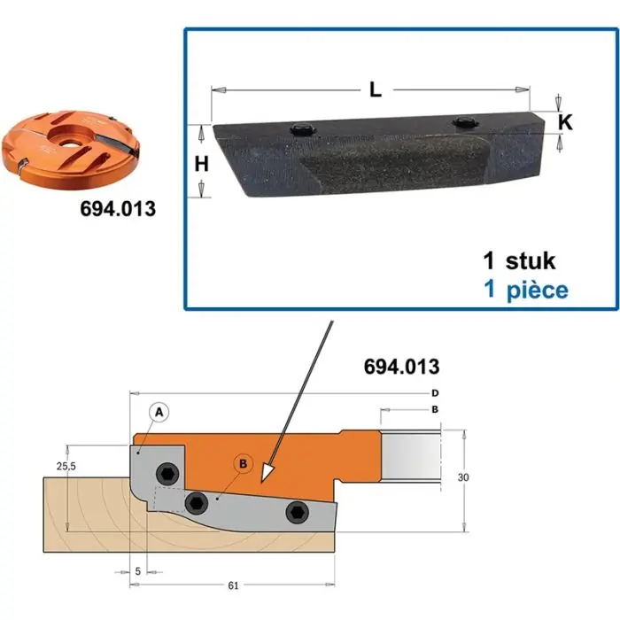 Aanbieding - CMT - Spanblok voor profielmes art. 695.013.A2 - 53X11X9,5