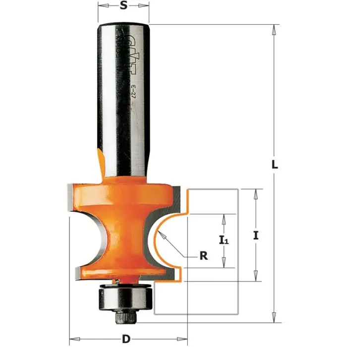 Aanbieding - CMT - Kantenfrees met kogellager - HW - D=28,6 x 22.2mm - R=6,35 L=64,8 - S=6,35 Z2