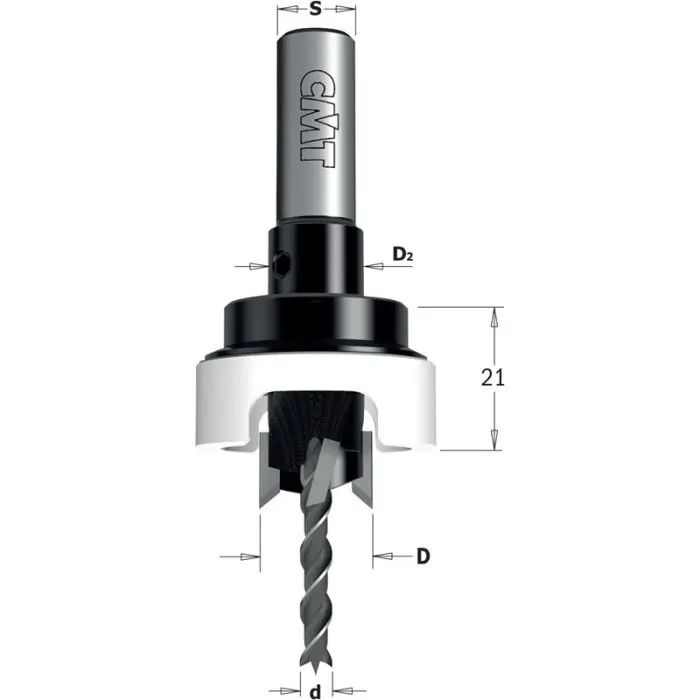 Zolang de voorraad strekt | CMT - Verzinker met diepte instelling - rechts - D=14mm d=6 - S=10 Z2 - RH (rechtsdraaiend) HW