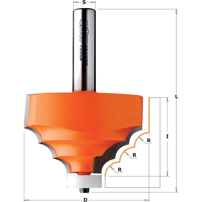 Aanbieding - CMT - Kwart oprond frees met Delrin kogellager - HW - D=66,7 x 41,3mm - R=8 L=89,8 - S=12,7 Z2
