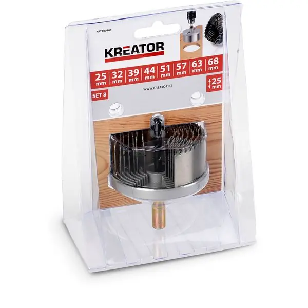 Aanbieding loopt bijna af - Kreator klokboren gatzagen tbv hout 26-68mm 25mm diepte 8-delig