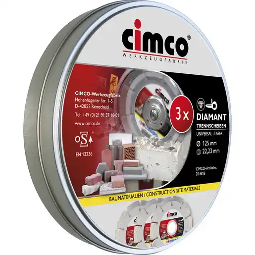Bespaar nu - Cimco diamant slijpschijf haakse slijper 125mm per set van 3 stuks