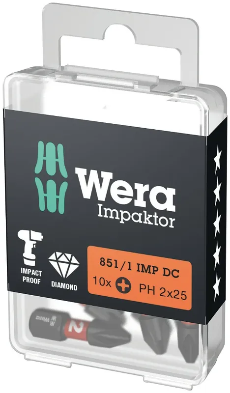 Voordeelprijs - Wera bit impact philips PH2 25mm 1/4" - set van 10 stuks