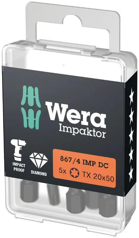 Wera bit impact torx TX20 50mm 1/4" - set van 5 stuks - Vanaf nu beschikbaar
