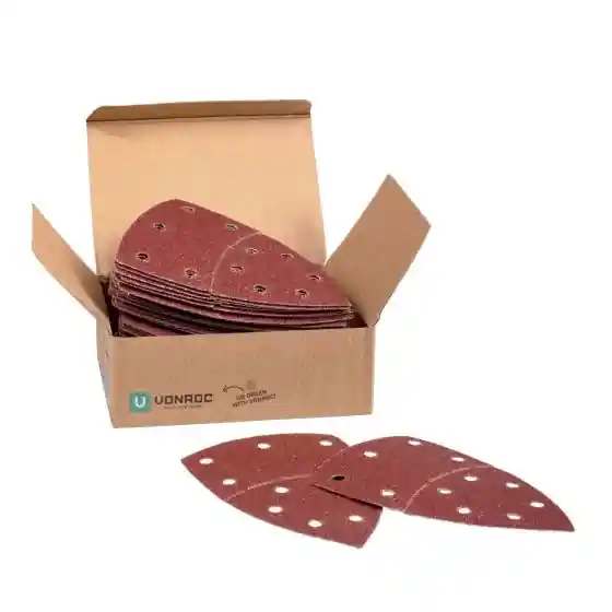 VONROC schuurpapier voor delta multischuurmachines 100x150mm K40-K240 - set van 50 stuks | Scherp geprijsd