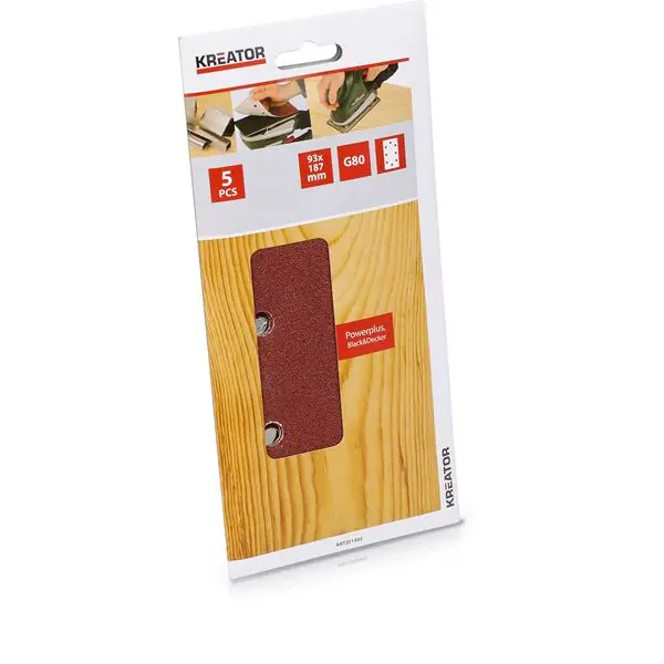 Actie loopt bijna af | Kreator schuurpapier rechthoekig 93x187mm k80 klittenbandsysteem set van 5 stuks