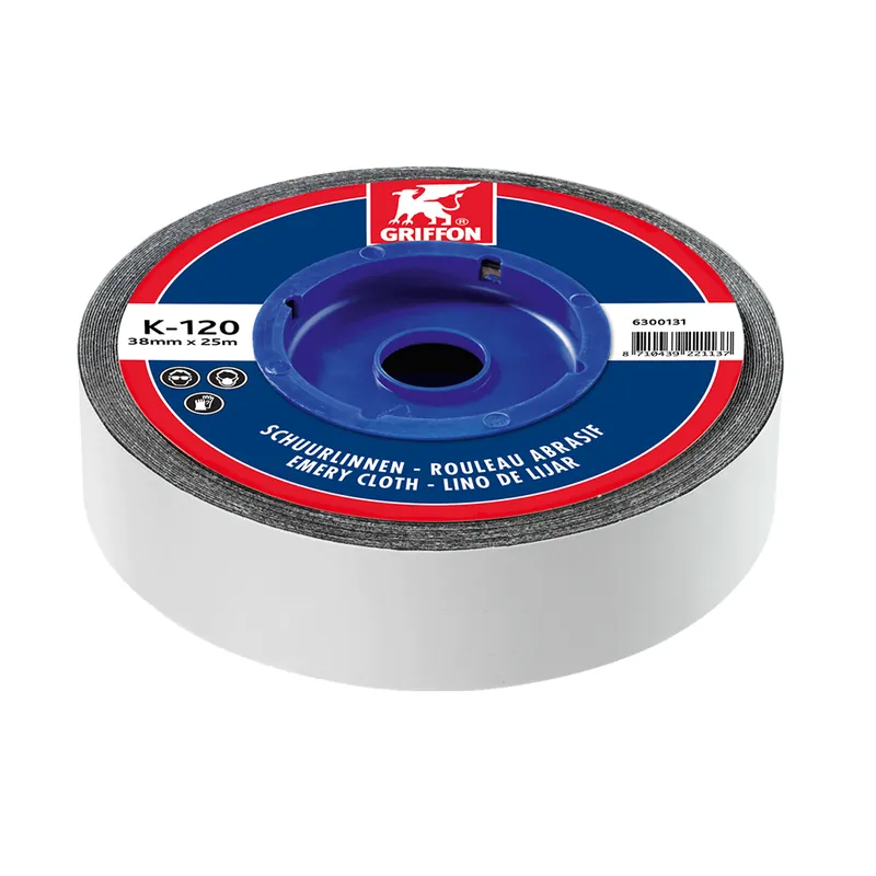 Snelle levering - GRIFFON flexibel schuurlinnen K-120 38mm - rol 25 meter