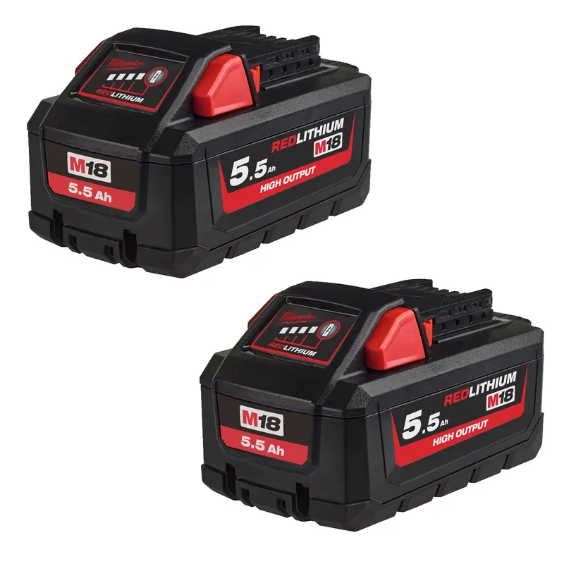 Milwaukee M18 HB5.5 18V Li-Ion High Output Accu - 5.5Ah (2st) - Prijsverlaging