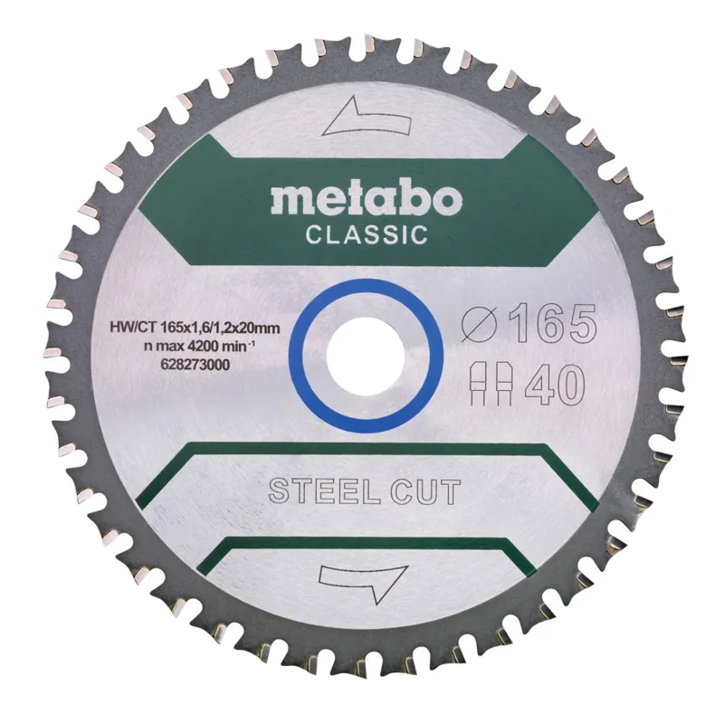 Prijs verlaagd | Metabo 628651000 Steel Cut Cirkelzaagblad - 165 x 20 x 40T - Metaal