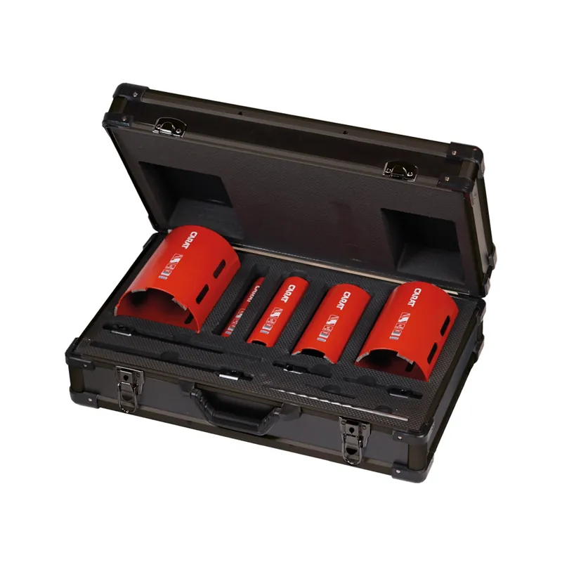 Veel gekozen - Carat HTESET0000 Diamantdroogboorset - 32 / 52 / 82 / 112 / 132mm + adapters in koffer
