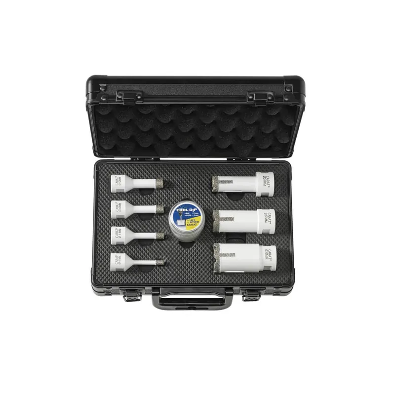 Tijdelijk aanbod | Carat EHS droogboorset voor haakse slijper - 6-8-10-12-20-27-35mm - M14