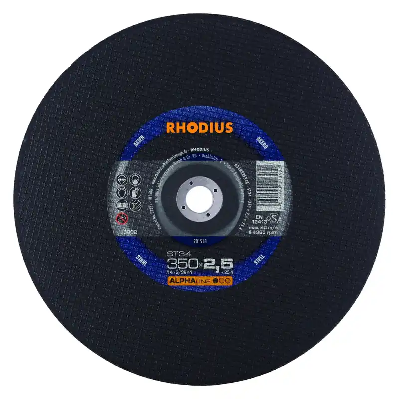 Rhodius 201518 Alphaline I ST34 Doorslijpschijf - Stationair - 350 x 25,4 x 2,5mm - Staal | Op voorraad