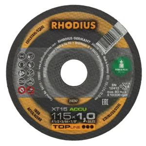 Rhodius 210247 XT15 ACCU TOPline lll Doorslijpschijf extra dun 115 x 22,23 x 1mm (10 st) | Voordeelprijs