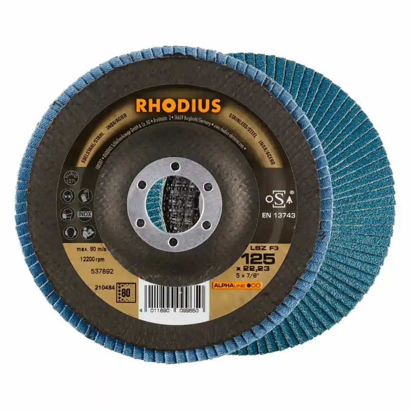 Premium - Rhodius 211518 LSZ F3 ALPHALINE l Lamellenslijpschijf 125x22,23 (10 st) K120