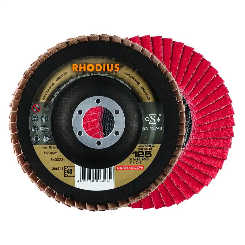 Rhodius 208746 Ceramicon Jumbo Speed Lamellenslijpschijf - K40 - 125 x 22,23mm - RVS/Staal - Koop vandaag