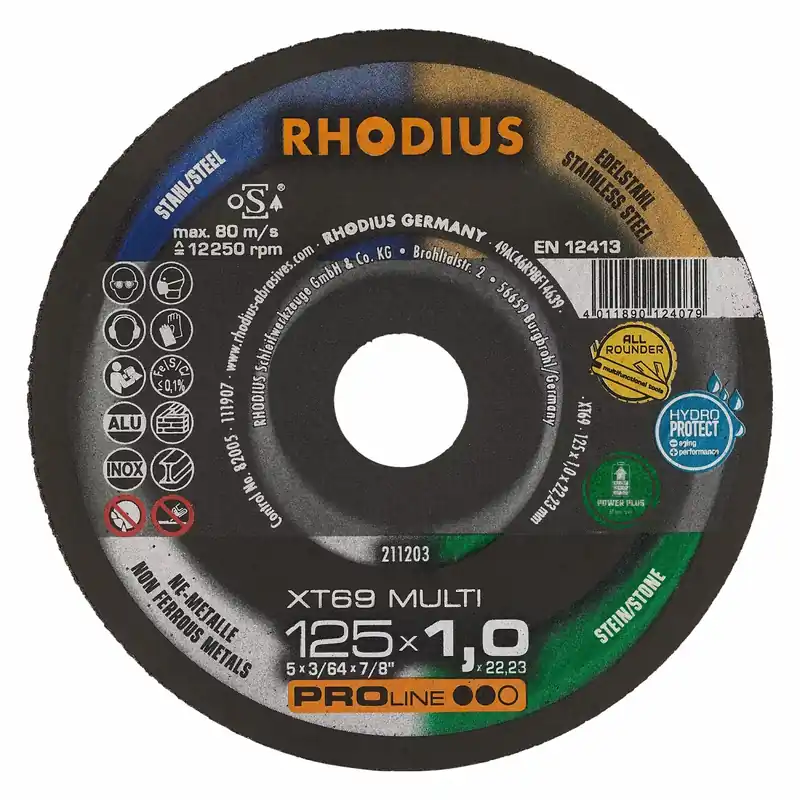 Rhodius 211203 XT69 MULTI PROline ll Doorslijpschijf extra dun 125x1,0x22,23 (25 st) | Profiteer nu