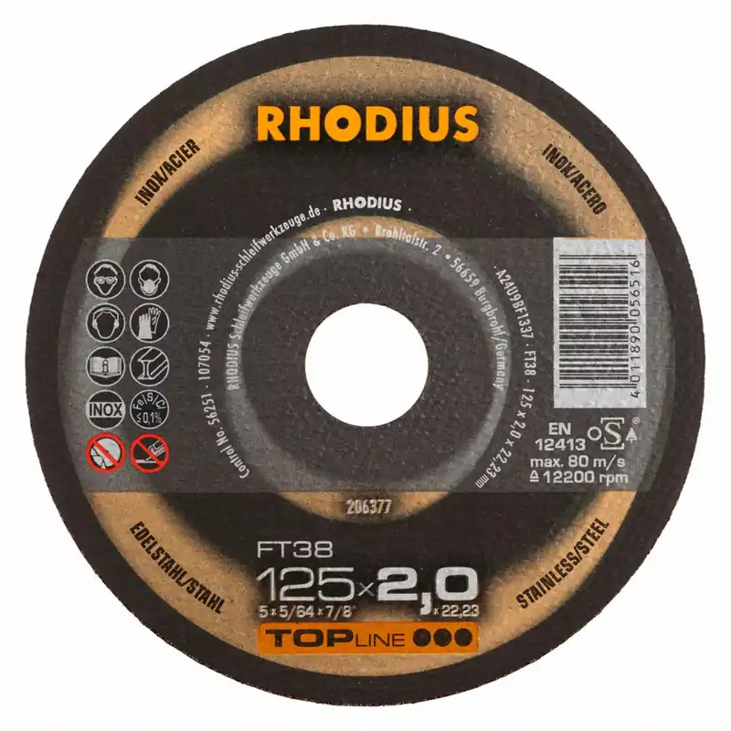Rhodius 210763 FT38 TOPline lll Doorslijpschijf conventioneel 125x2,5x22,23 (25 st) | Alleen deze week