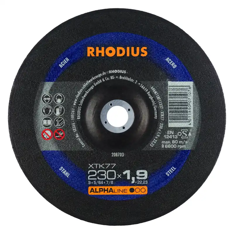 Rhodius 208703 Alphaline I XTK77 Doorslijpschijf (25 stuks) - Extra dun - 230 x 22,23 x 1,9mm - Staal - Net toegevoegd