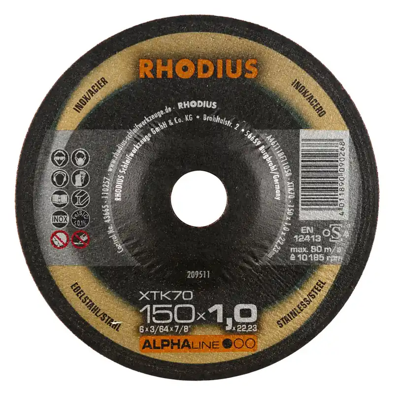 Rhodius ALPHAline I XTK70/208122 Doorslijpschijf - Extra dun - 230 x 22,23 x 1,9mm - RVS/Staal (25st) - Klantfavoriet