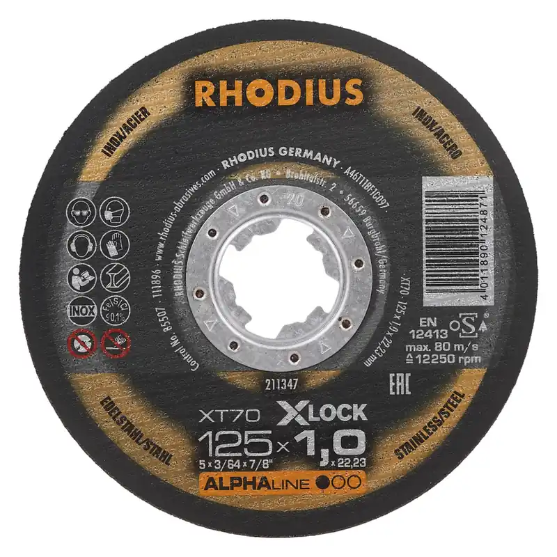 Rhodius 211347 ALPHAline I XT70 Doorslijpschijf - X-LOCK - 125 x 1,0 x 22,23 (25st) | Beperkte voorraad