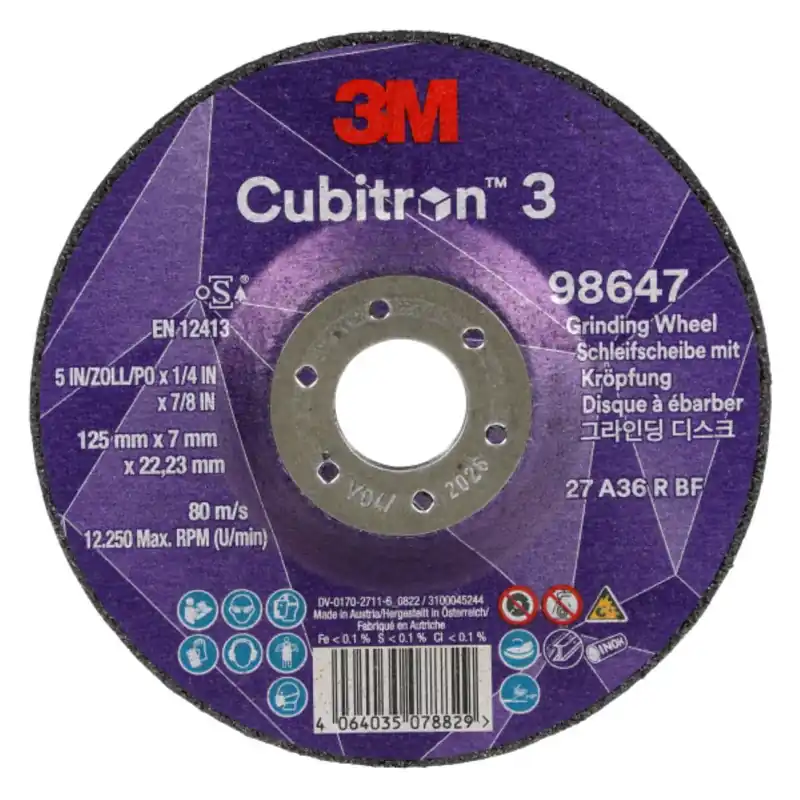 Alleen deze week | 3M Cubitron 3 Afbraamschijf - 125mm x 7mm x 22,23mm - K36 - T27 (10 stuks)