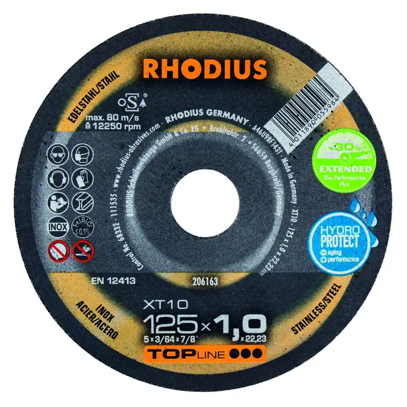 Zeer goed beoordeeld - Rhodius 206163 XT10 TOPline lll Doorslijpschijf extra dun 125 x 22,23 x 1,0mm (50 st)