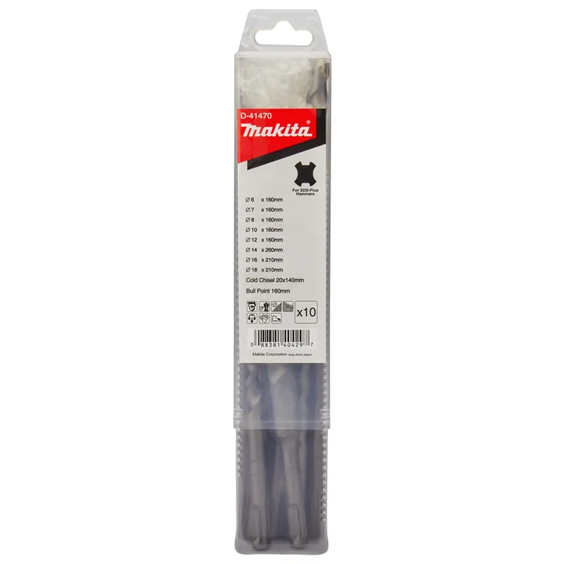 Superprijs - Makita D-41470 SDS-Plus Betonboor-/beitelset - 10-delig