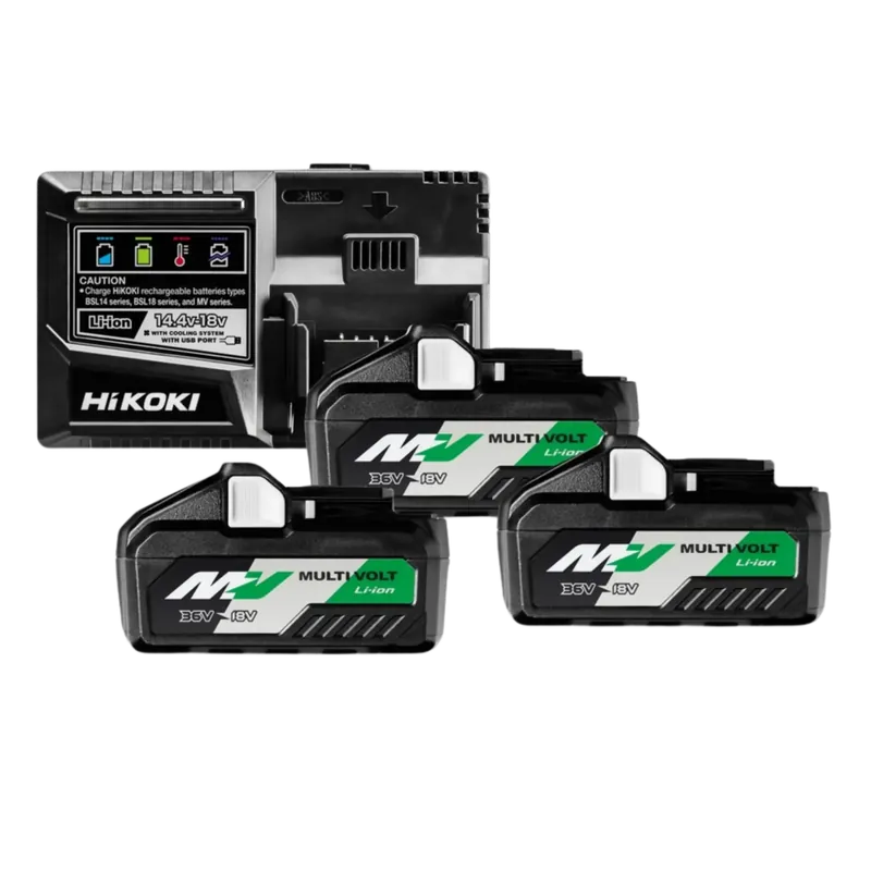 Hikoki UC18YSL3WB3X Batterijenset (18V-36V, 3 x 8 Ah Li-Ion, lader) - Direct van de fabrikant