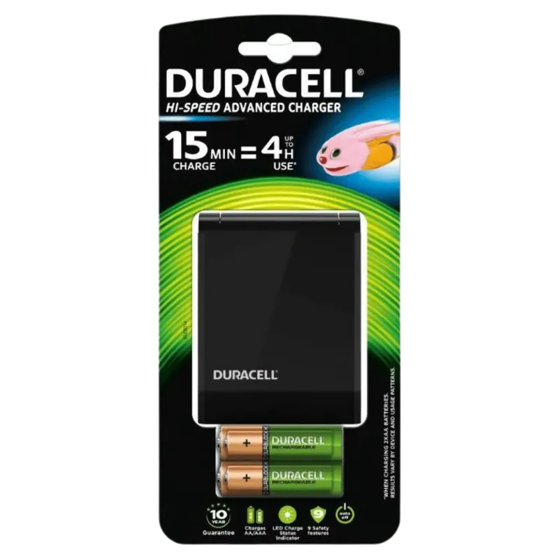 Duracell CEF15 batterijlader (voor NiMH, 15 min, incl. 4 x AA) | Outlet