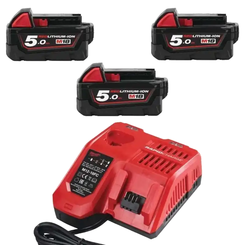 Zolang de voorraad strekt - Milwaukee M18 NRG-503 Batterijset (18V, 5Ah, Li-ion)