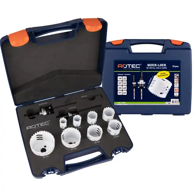 Aanrader | Rotec Gatzagenset Type ‘533 Quick-Lock - Loodgieter - 10-delig - Ø19-64 mm