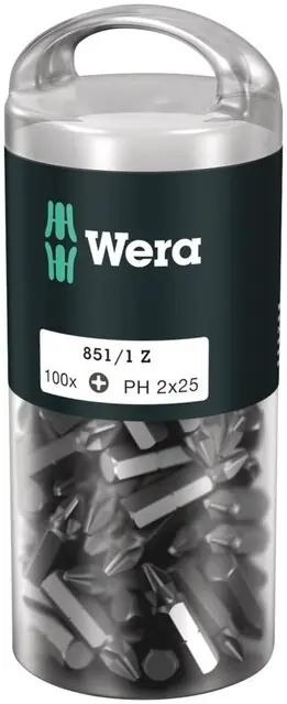 851/1 Z Diy 100 Bits Phillips, Ph 2 X 25 Mm, 100-Delig - Eenvoudig retourneren