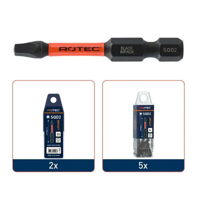 Rotec IMPACT Bit SQD 2 L50 E6.3 BAS - 5 stuks | Goed beoordeeld