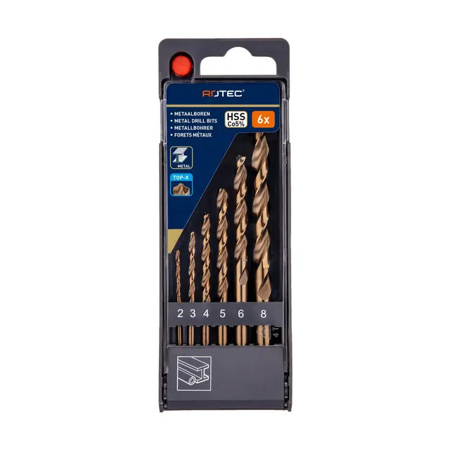 Rotec HSS-E Spiraalborenset Type ‘116 N - Ø2-8 mm - 6-delig | Hoge kwaliteit